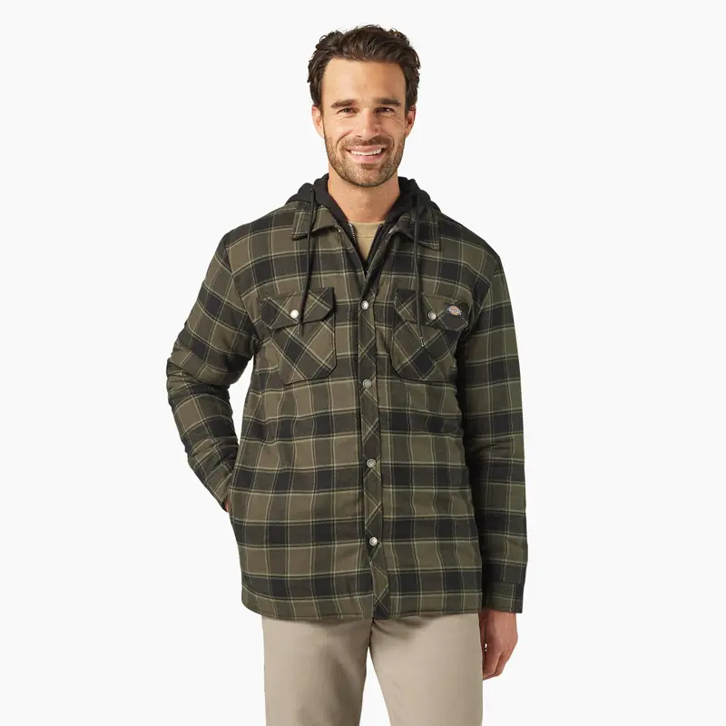 Dickies Men's Durable Water Repellent Hooded Flannel Shirt Jac 2