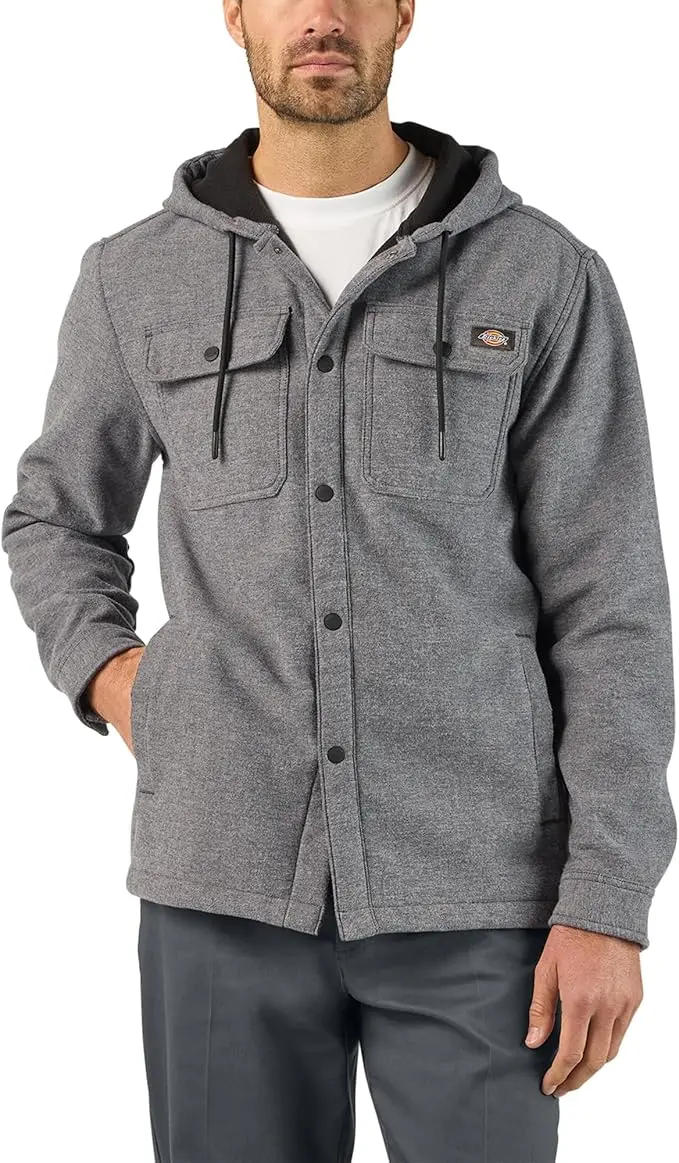 Dickies Men's Dwr Bonded Relaxed Fit Snap-Up Hooded Shirt Jac 2