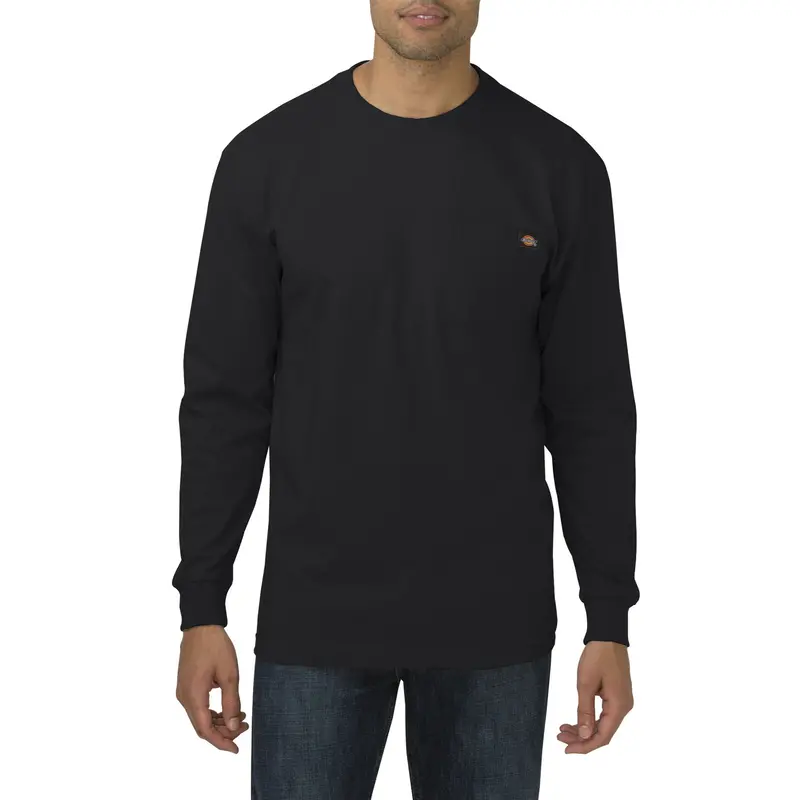 Dickies Men's Heavyweight Long Sleeve Pocket T-Shirt Wl450 - Black 1
