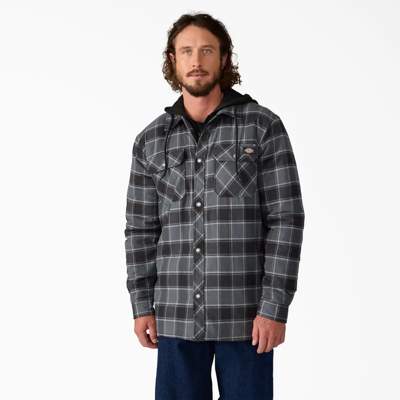 Dickies Men’s Water-Resistant Hooded Flannel Shirt Jacket