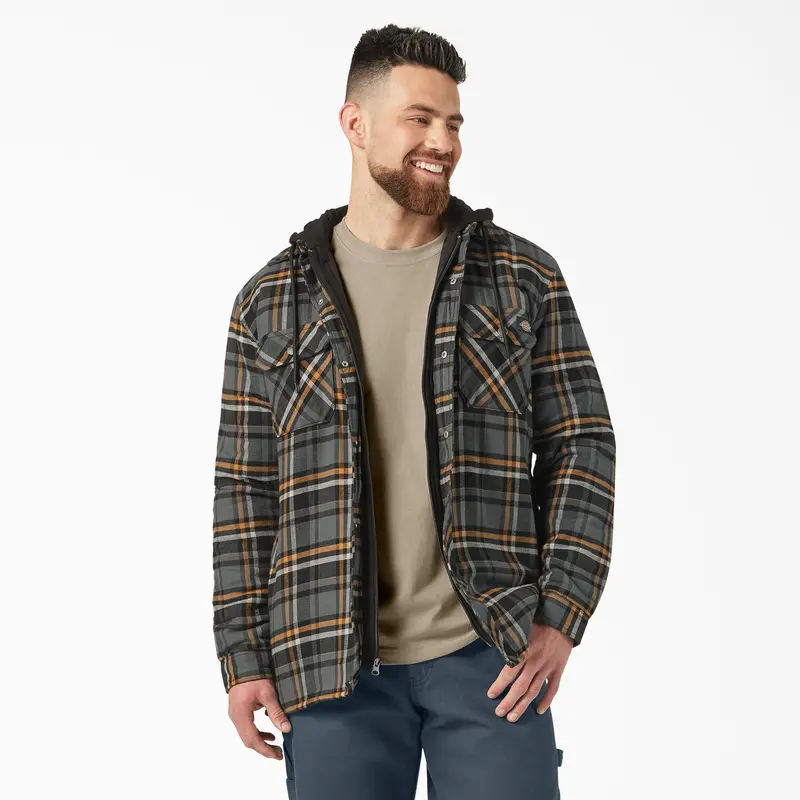 Dickies Men’s Water-Resistant Hooded Flannel Shirt Jacket