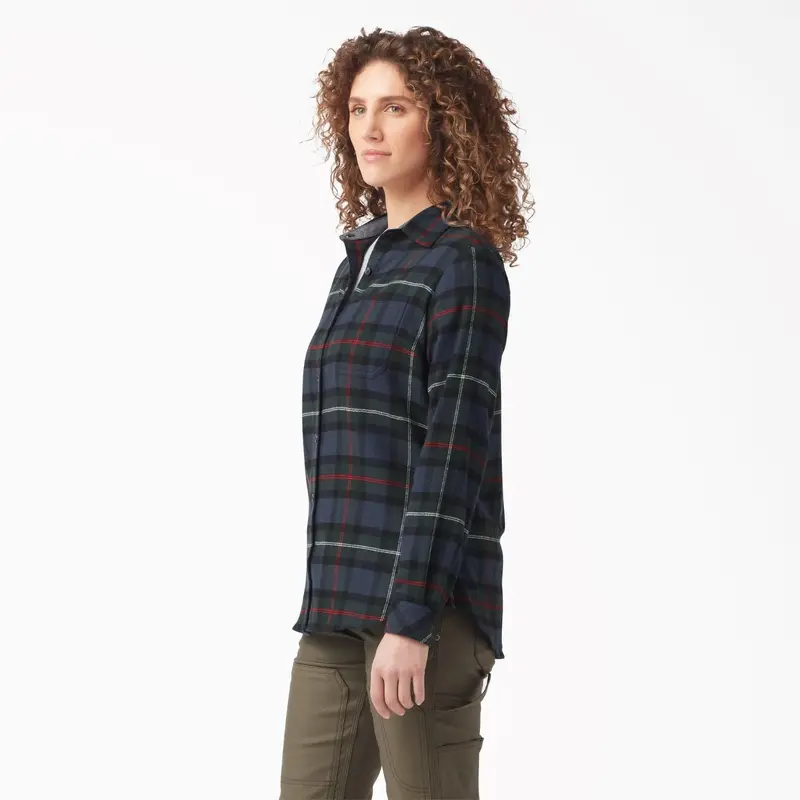 Dickies Women's Plaid Long Sleeve Flannel Shirt 11