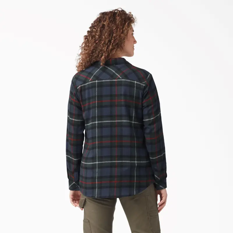 Dickies Women's Plaid Long Sleeve Flannel Shirt 12