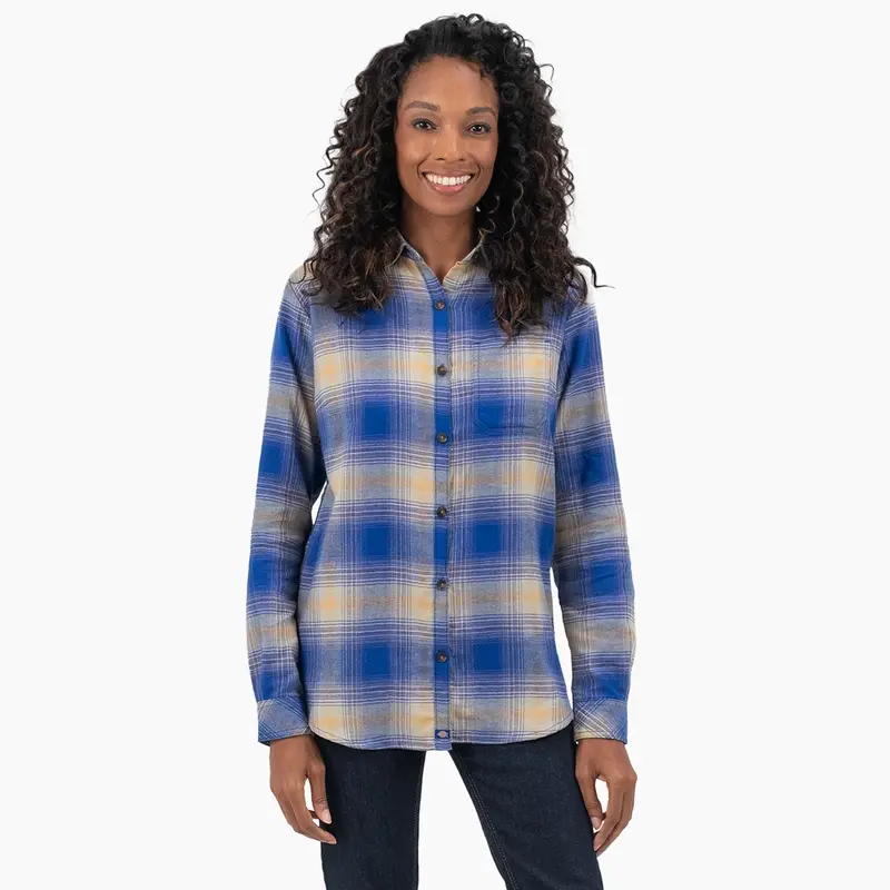Dickies Women's Plaid Long Sleeve Flannel Shirt 14