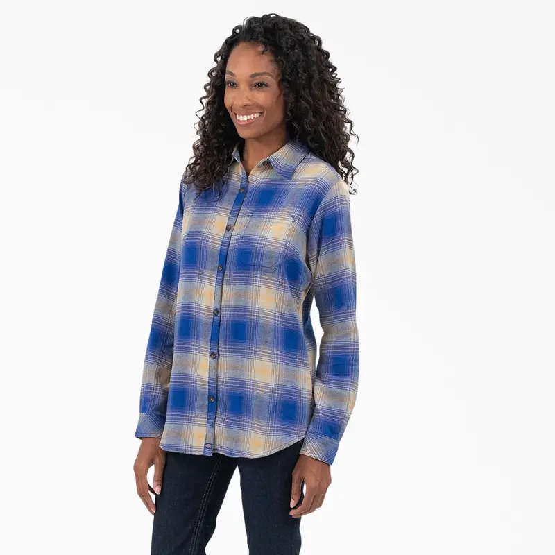 Dickies Women's Plaid Long Sleeve Flannel Shirt 15