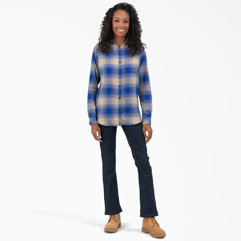 Dickies Women's Plaid Long Sleeve Flannel Shirt 17