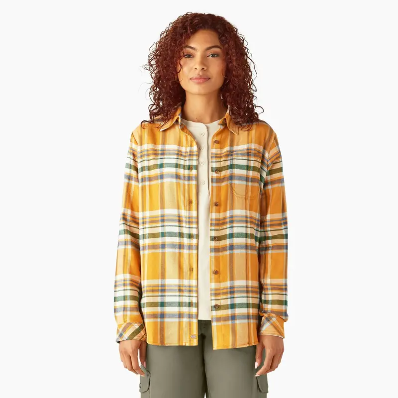 Dickies Women's Plaid Long Sleeve Flannel Shirt 19