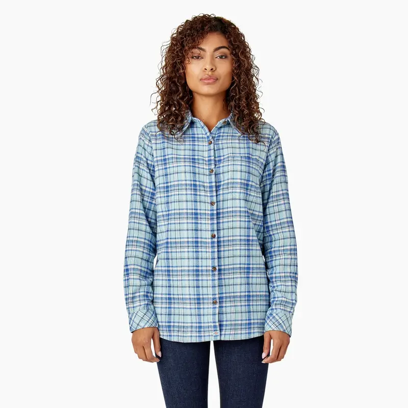 Dickies Women's Plaid Long Sleeve Flannel Shirt 2