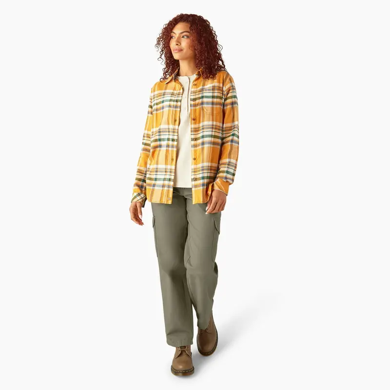 Dickies Women's Plaid Long Sleeve Flannel Shirt 23