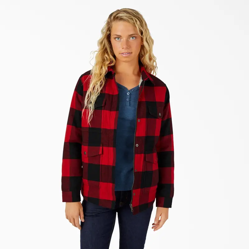 Dickies Women's Sherpa-Lined Flannel Coat 1