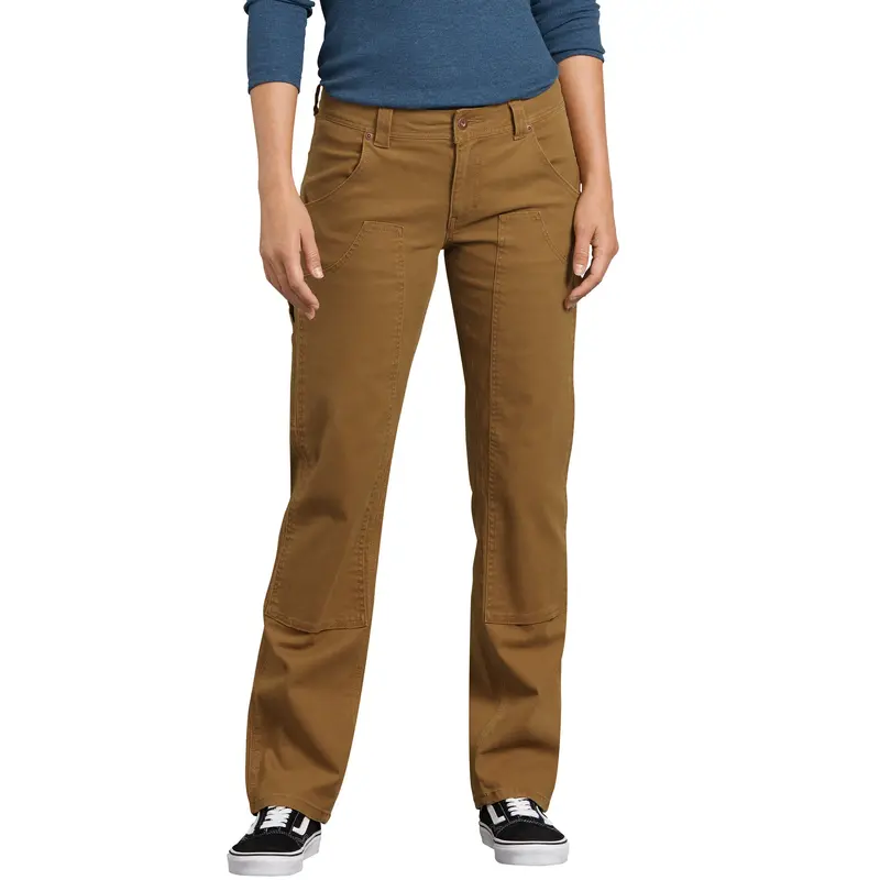 Dickies Women's Stretch Double Knee Front Carpenter Work Pant Fd2500rbd - Brown 1