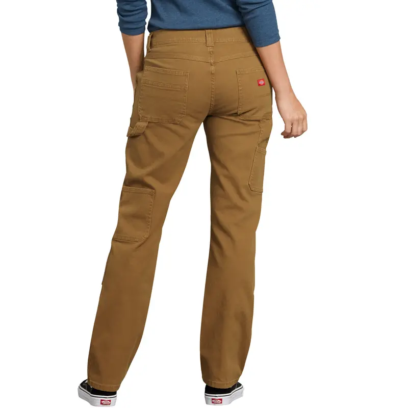 Dickies Women's Stretch Double Knee Front Carpenter Work Pant Fd2500rbd - Brown 3