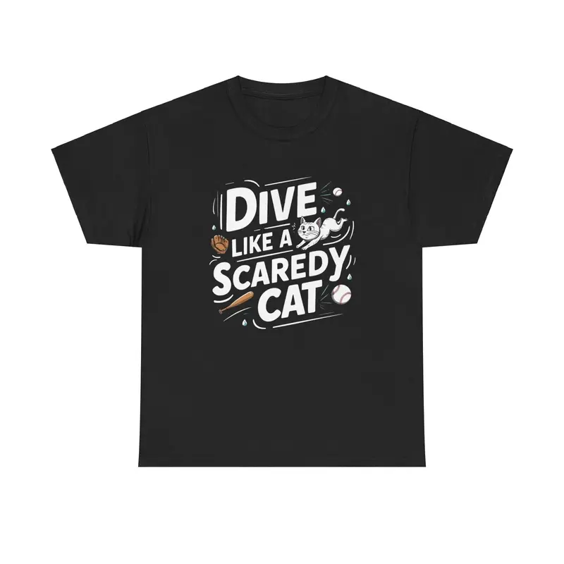 Dive Like Scaready Cat Baseball Crew Neck Tee 5