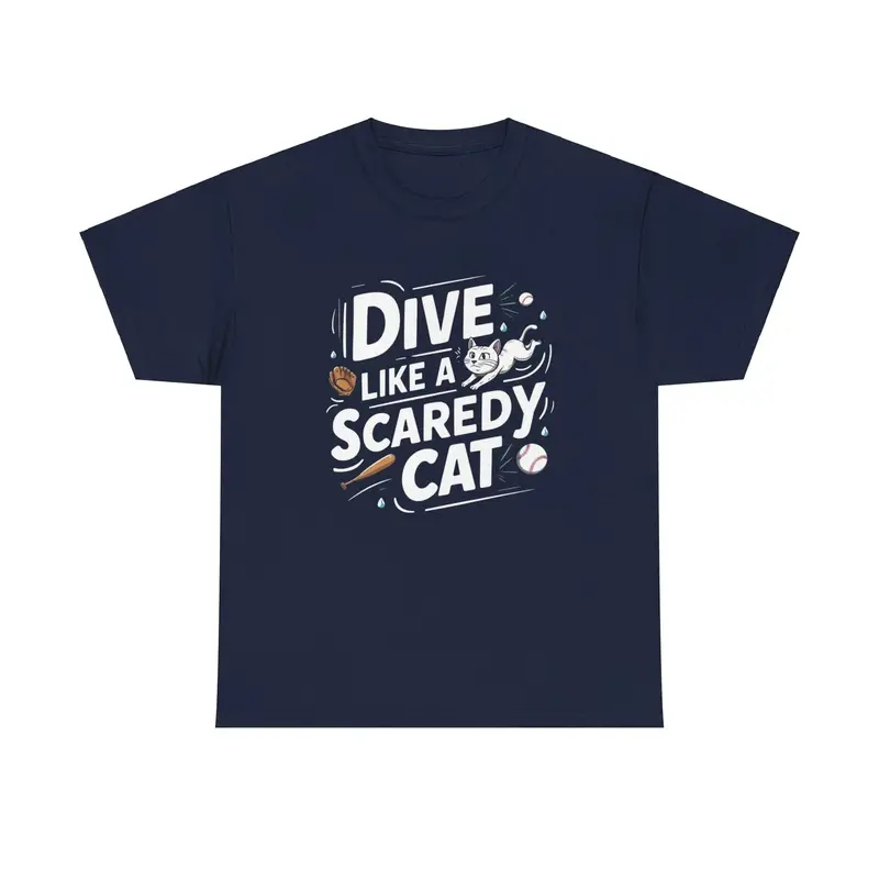 Dive Like Scaready Cat Baseball Crew Neck Tee 7