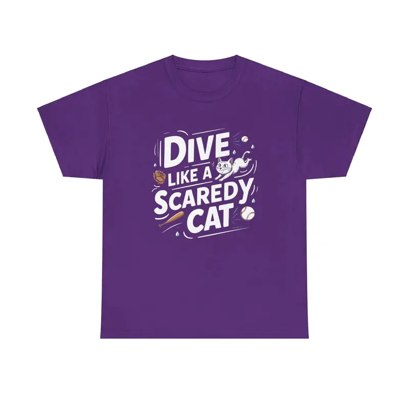 Dive Like Scaready Cat Baseball Crew Neck Tee 8