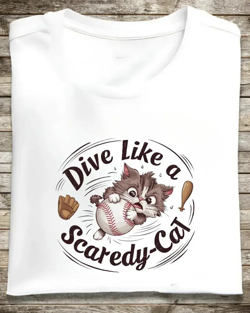 Dive Like Scaredy Cat Baseball Cotton T-Shirts 1