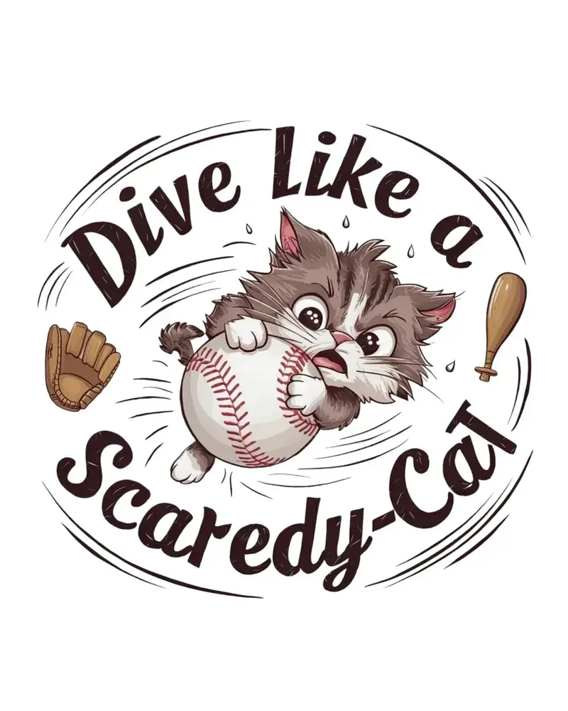 Dive Like Scaredy Cat Baseball Cotton T-Shirts 2