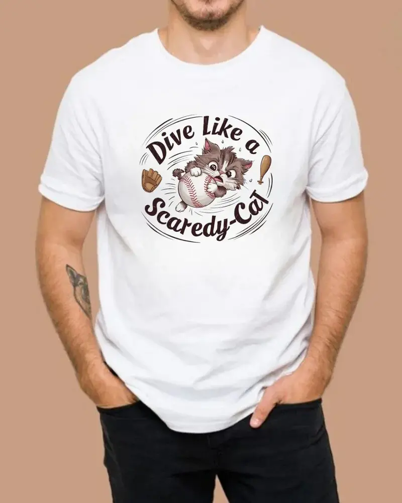 Dive Like Scaredy Cat Baseball Cotton T-Shirts 4