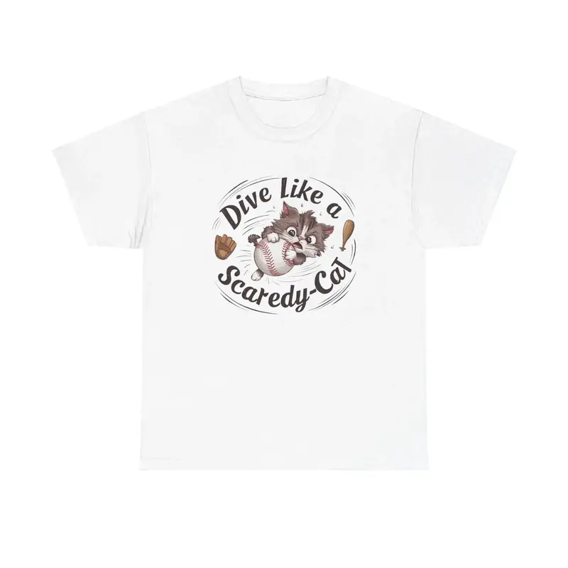 Dive Like Scaredy Cat Baseball Cotton T-Shirts 5