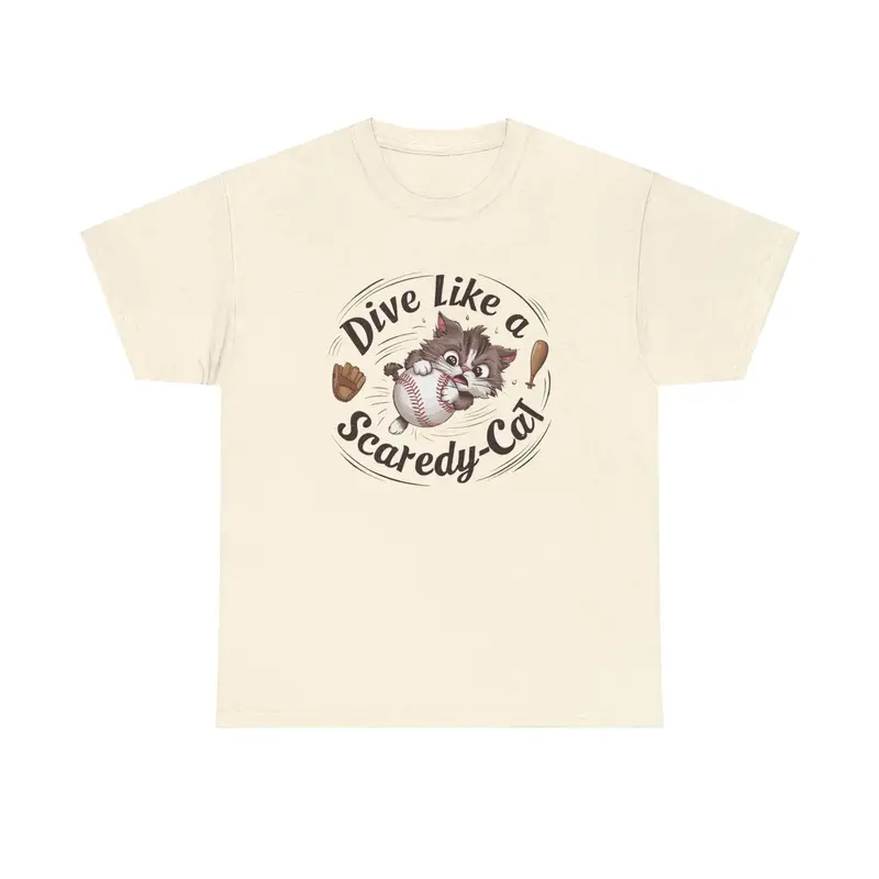 Dive Like Scaredy Cat Baseball Cotton T-Shirts 6