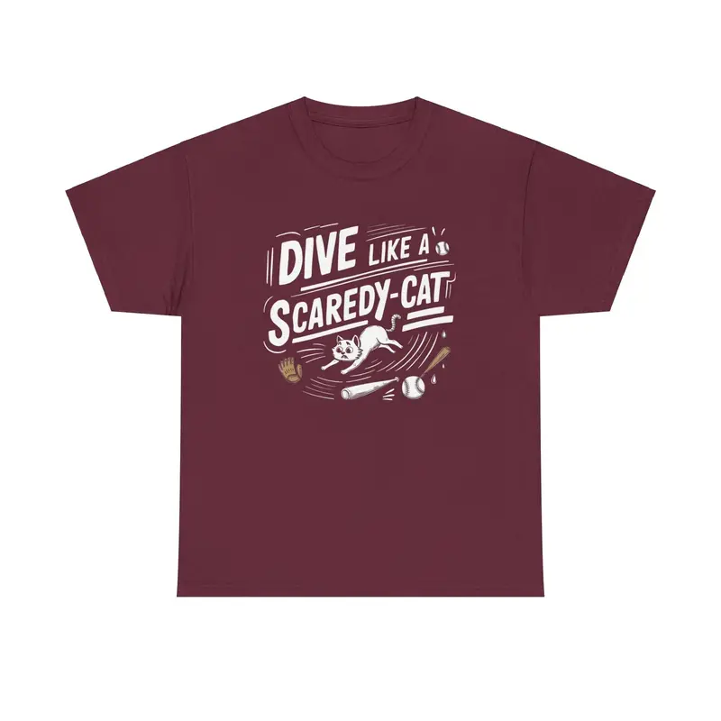 Dive Like Scaredy Cat Baseball Cotton Tee 6