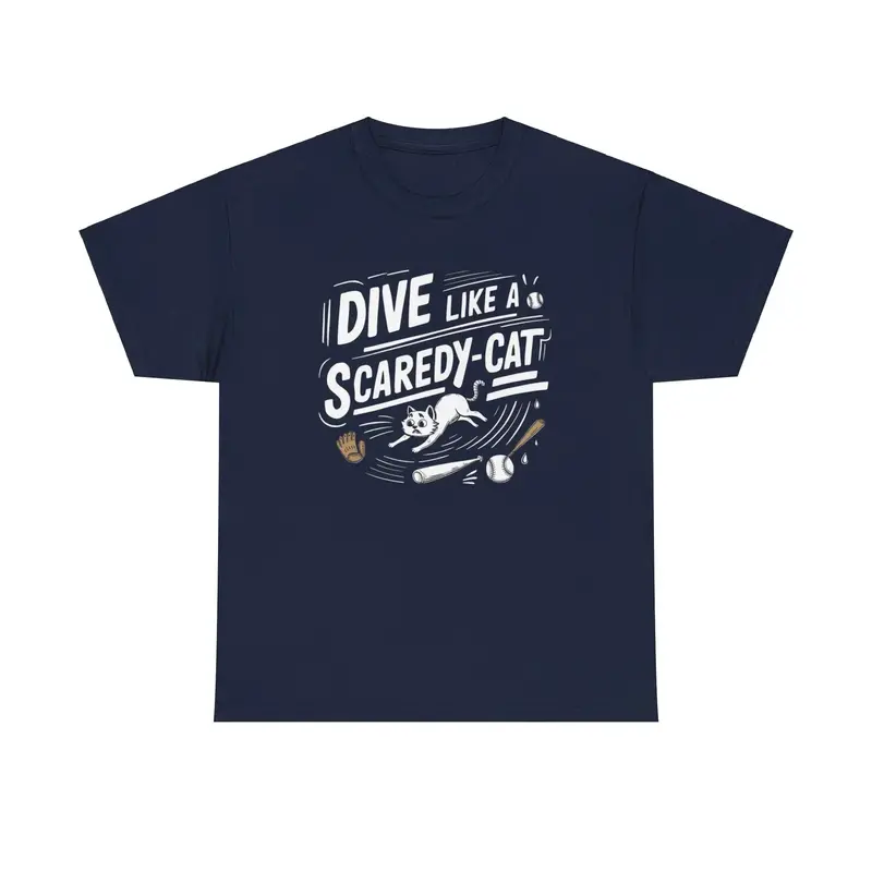 Dive Like Scaredy Cat Baseball Cotton Tee 7