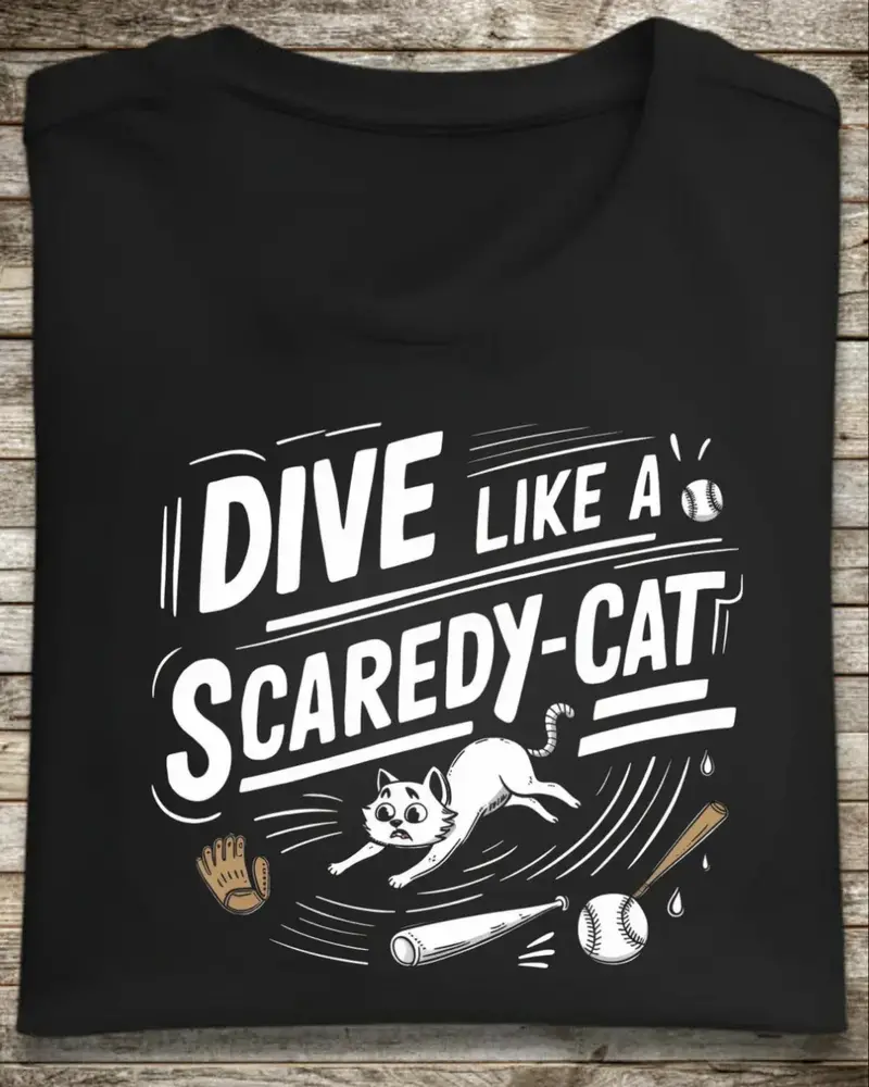 Dive Like Scaredy Cat Baseball Unisex Cotton T-Shirts 1