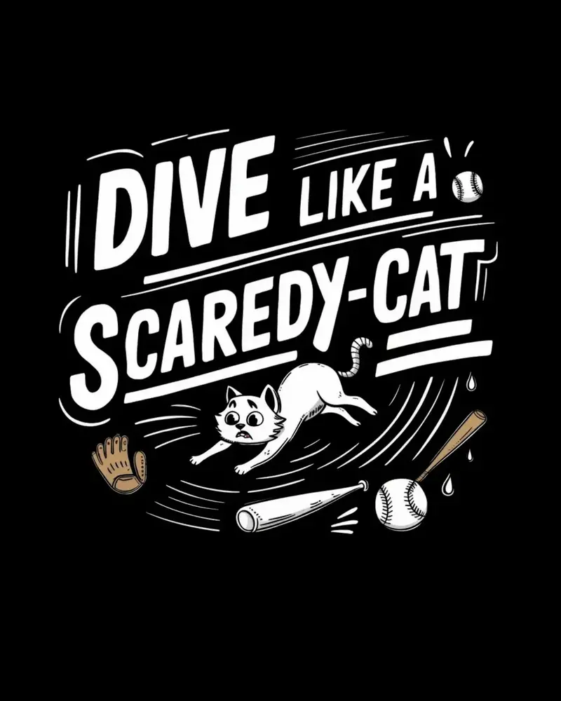 Dive Like Scaredy Cat Baseball Unisex Cotton T-Shirts 2