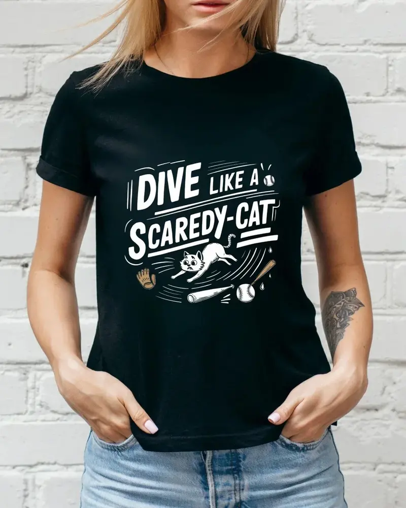 Dive Like Scaredy Cat Baseball Unisex Cotton T-Shirts 3