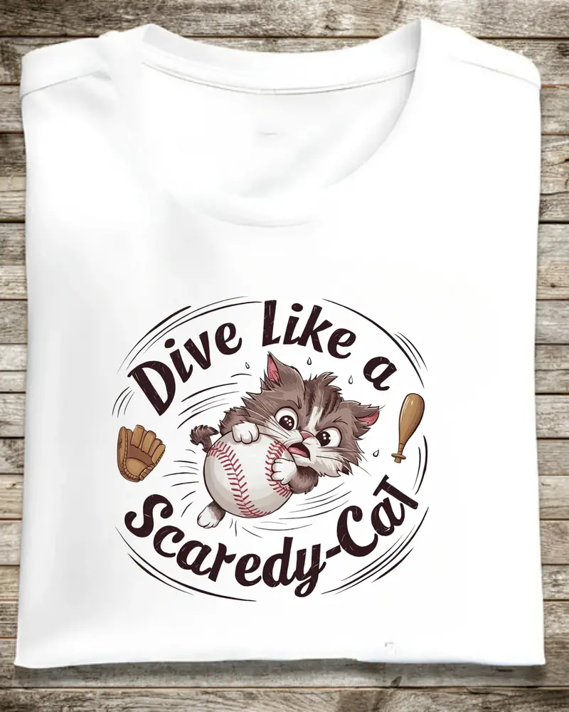 Dive Like Scaredy Cat Crewneck Cotton Tshirt 1