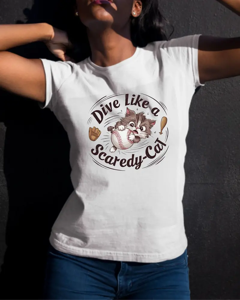 Dive Like Scaredy Cat Crewneck Cotton Tshirt 3