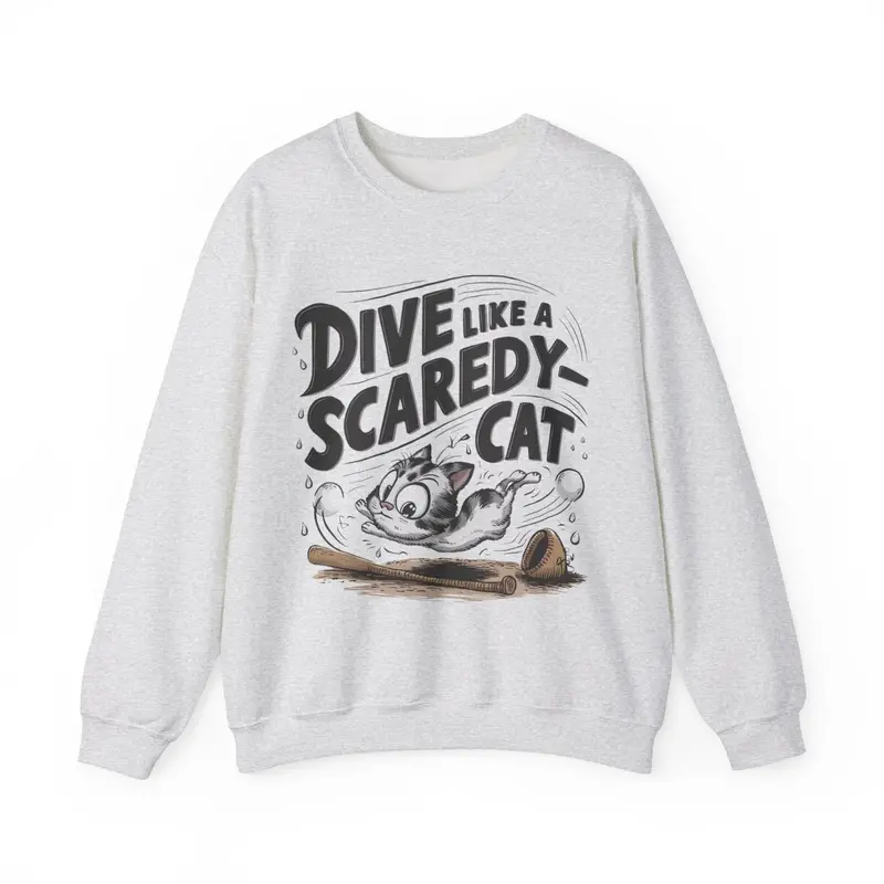Dive Like Scaredy Cat Heavy Unisex Cotton Crewneck Sweatshirt 4
