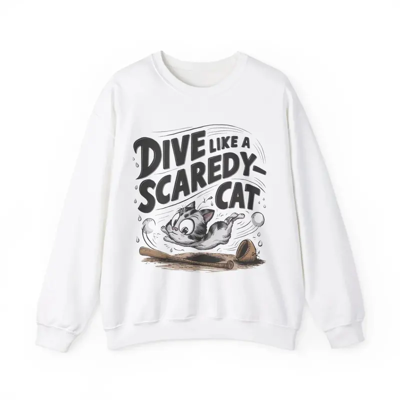 Dive Like Scaredy Cat Heavy Unisex Cotton Crewneck Sweatshirt 4
