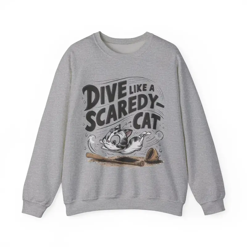 Dive Like Scaredy Cat Heavy Unisex Cotton Crewneck Sweatshirt 8