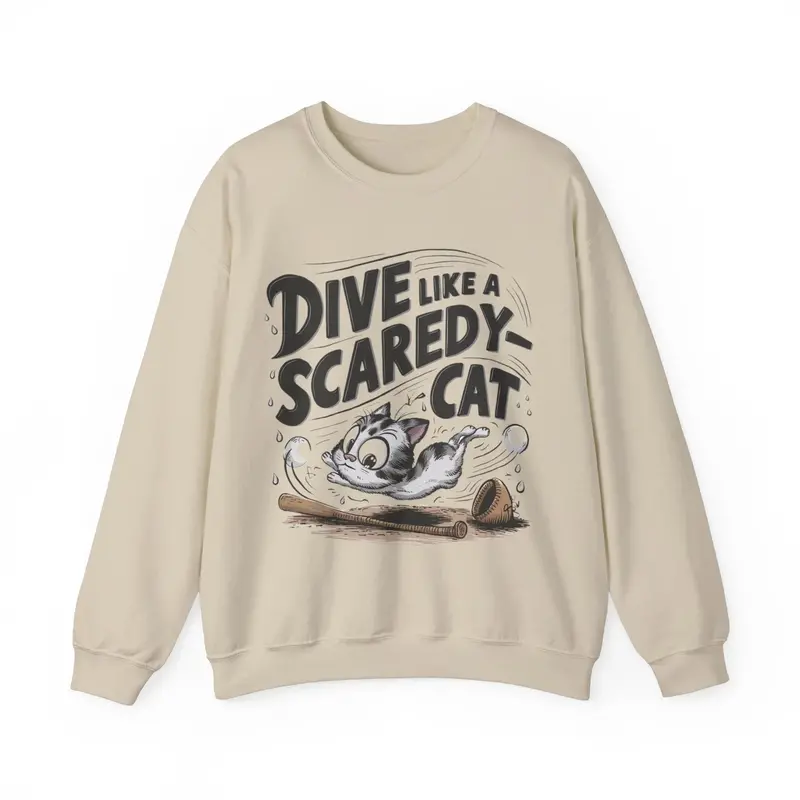 Dive Like Scaredy Cat Heavy Unisex Cotton Crewneck Sweatshirt 8
