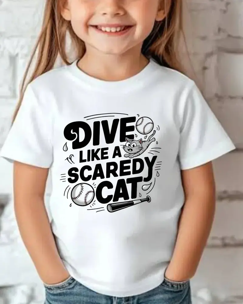 Dive Like Scaredy Cat Youth Heavy Cotton T-Shirt 4