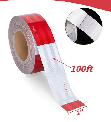 Dot-C2 Reflective Tape 2 In X 600 Ft, Dot Safety Warning Tapes Bulk, Red / White 1
