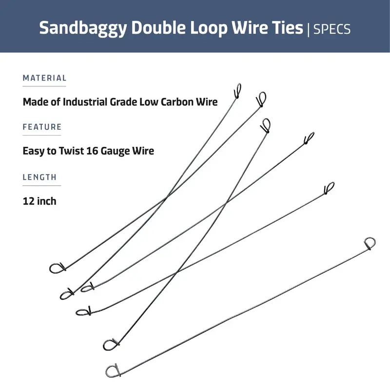 Double Loop Rebar Wire Ties - 3 Sizes Available: 6 - 18 Inch - 16 Gauge Steel 10