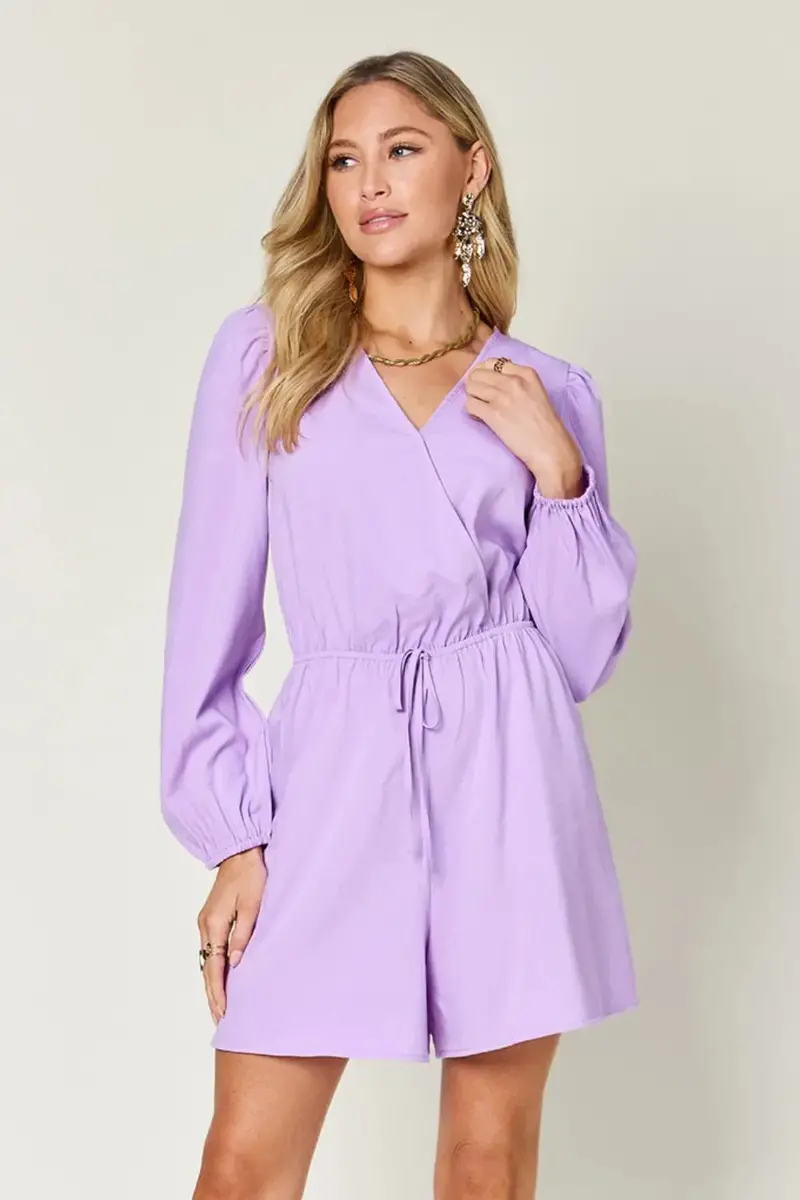 Drawstring Long Sleeve Romper 2