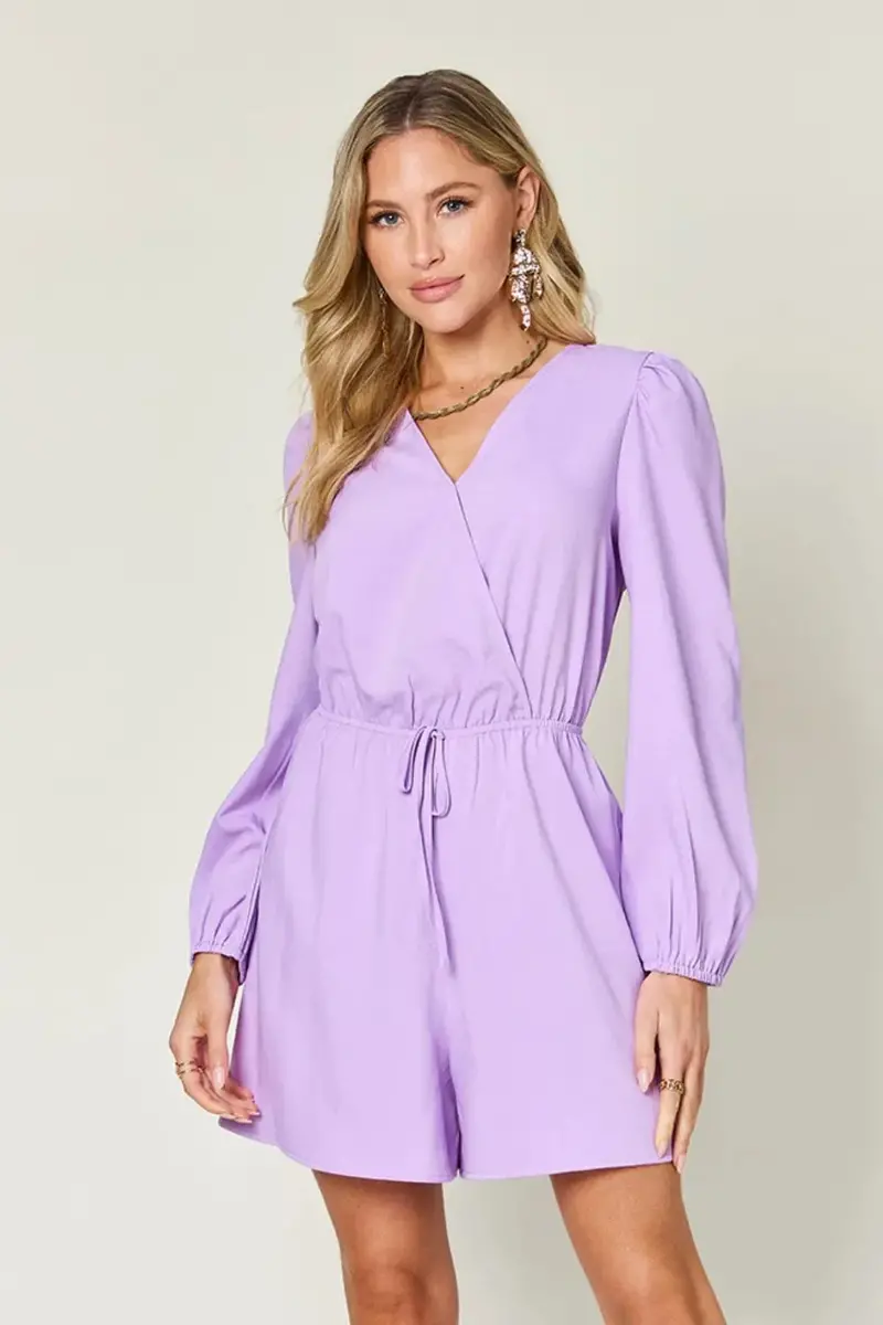 Drawstring Long Sleeve Romper 3