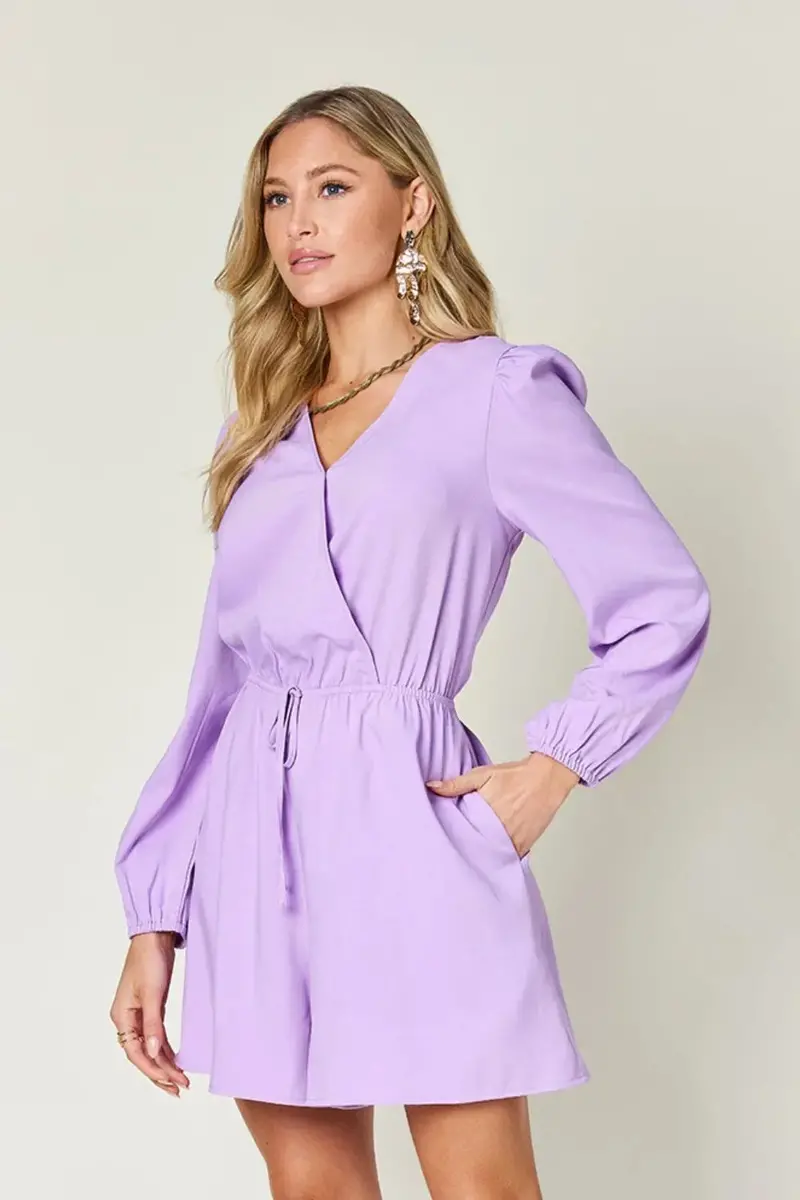 Drawstring Long Sleeve Romper 4