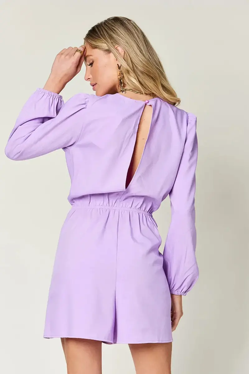 Drawstring Long Sleeve Romper 5