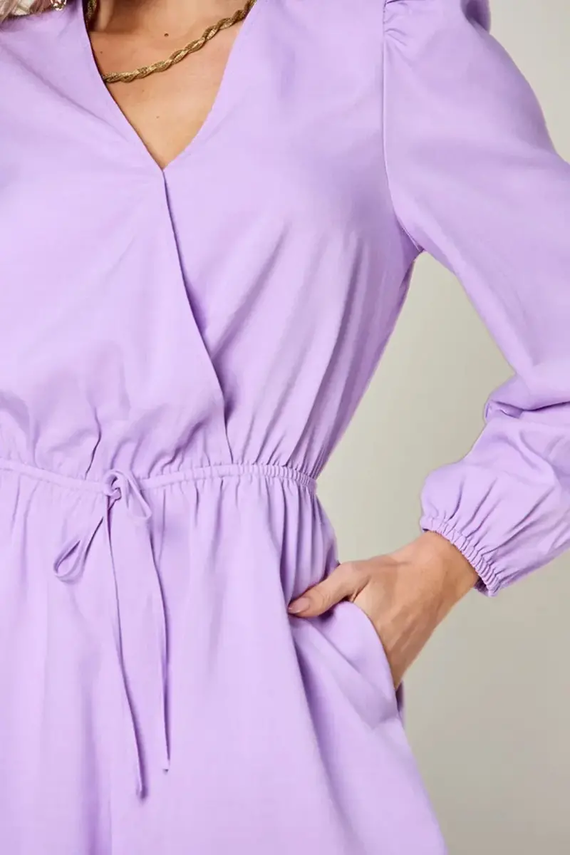 Drawstring Long Sleeve Romper 6