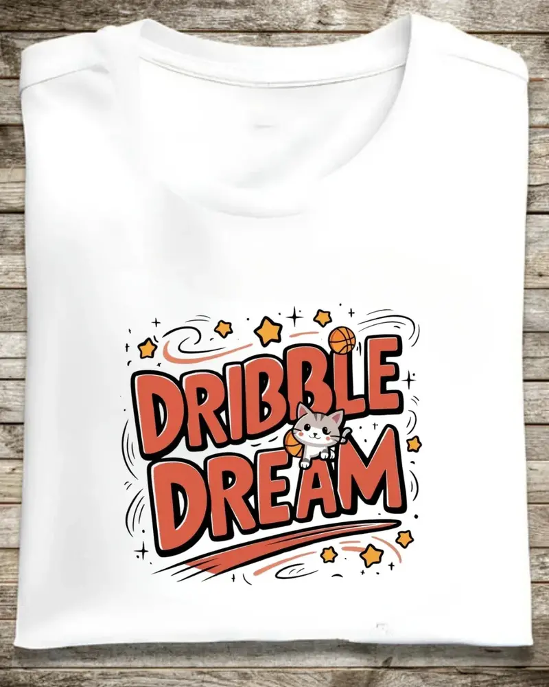 Dribble Dream Cotton Basketball Crew Neck Tee 1