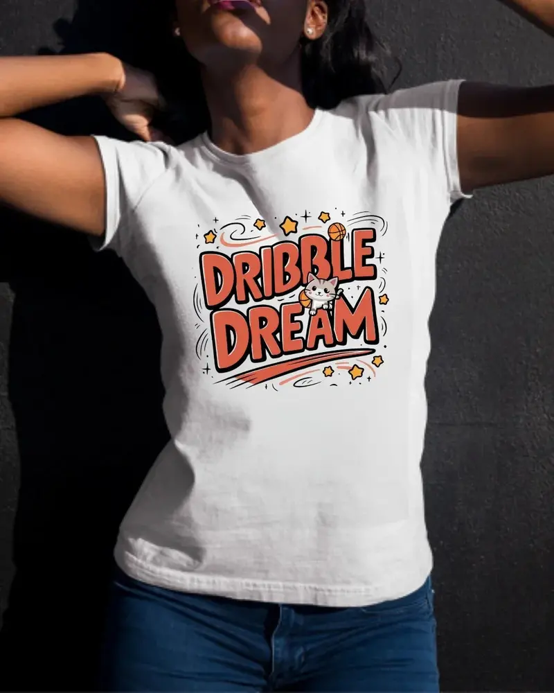 Dribble Dream Cotton Basketball Crew Neck Tee 3