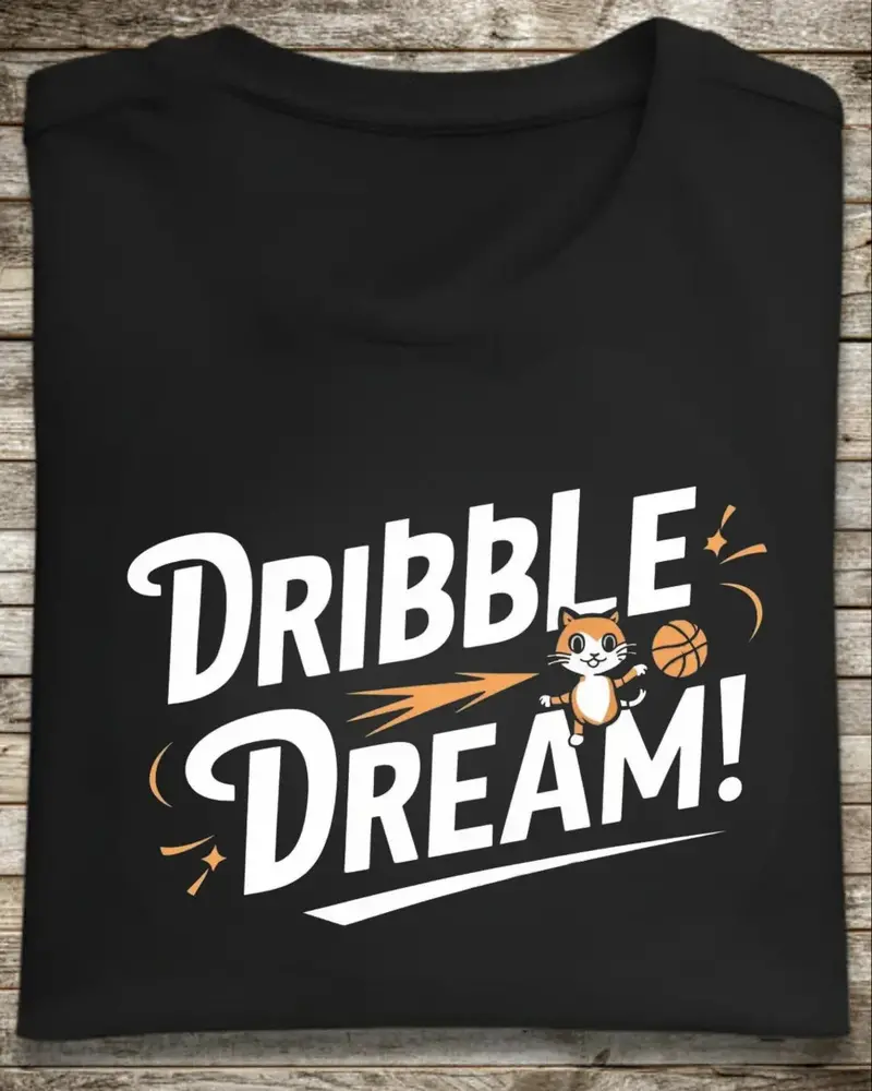 Dribble Dream Playing Basketball Cotton T-Shirt 1