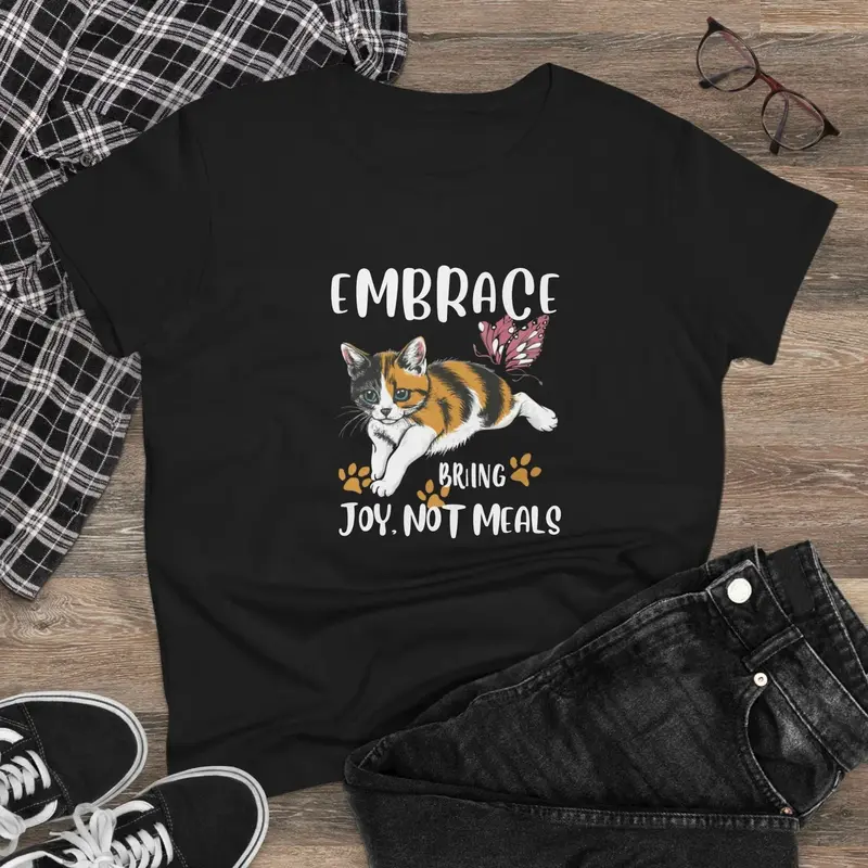 Embrace Bring Joy Not Meal  Cotton Womens Tshirt 3