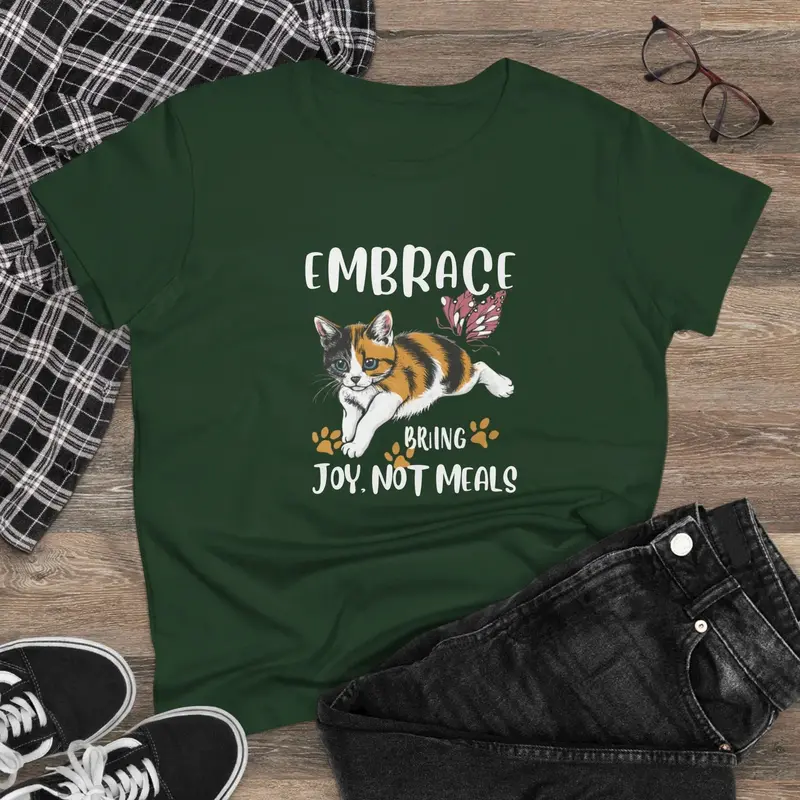 Embrace Bring Joy Not Meal Cotton Womens Tshirt 8