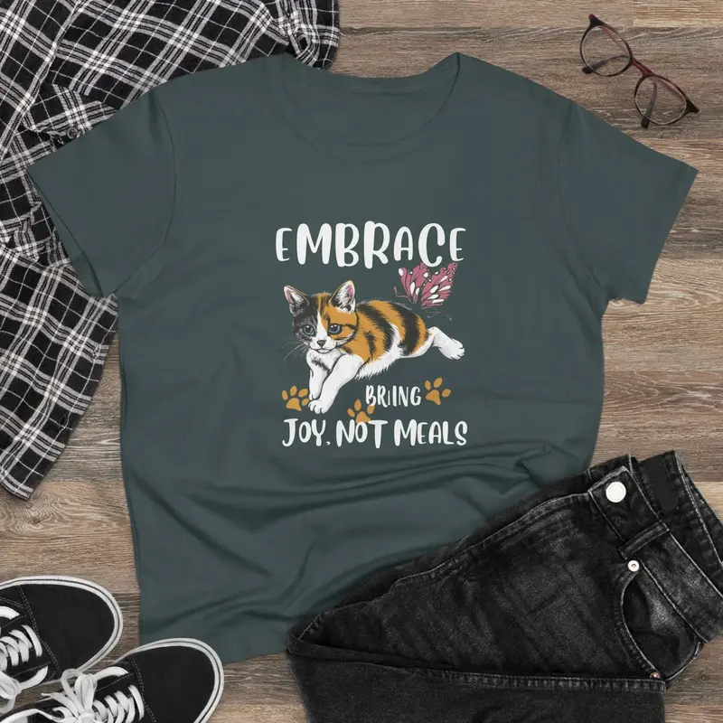 Embrace Bring Joy Not Meal Cotton Womens Tshirt 8