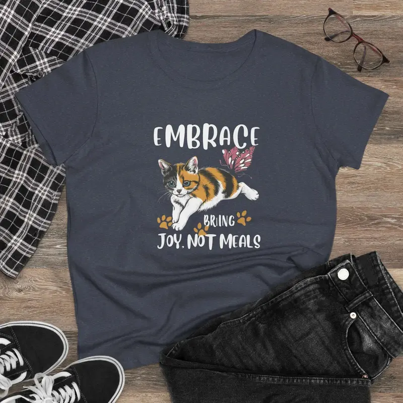 Embrace Bring Joy Not Meal Cotton Womens Tshirt 9